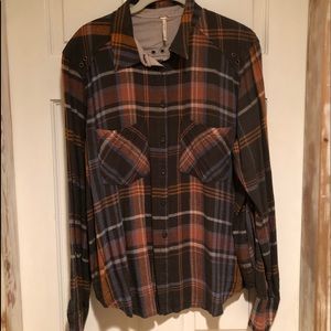 FREE PEOPLE plaid button down shirt